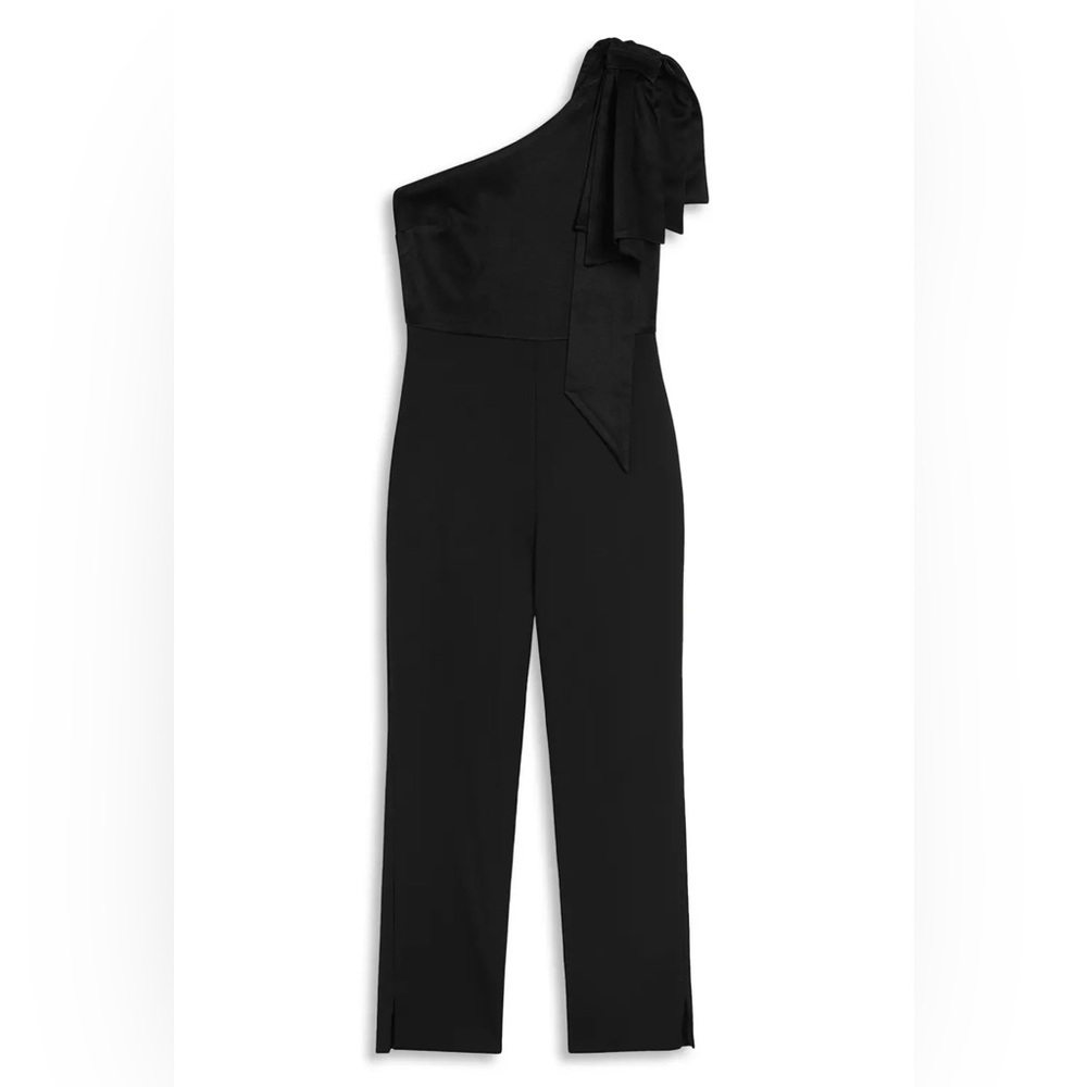 TED BAKER NWT Orliie Bow Trim One Shoulder Black Jumpsuit